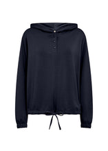 Load image into Gallery viewer, Soyaconcept Navy Banu Sweatshirt Hoodie with Tie Waist
