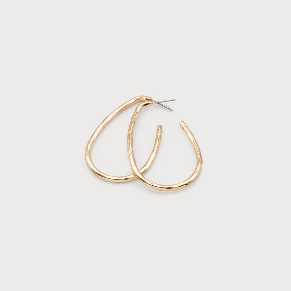 Carcol Thin & Twisted Large Gold Drop Hoop Earring