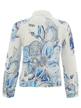 Load image into Gallery viewer, Blue Flowers Print Linen Jacket
