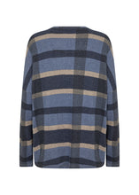 Load image into Gallery viewer, Soyaconcept Blue Iris Biara Long Sleeve Plaid Hi-Low Sweater
