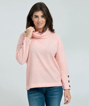 Load image into Gallery viewer, Its Simpli Zen Warm Hug Sweater with Cowl Neck and Button Detail
