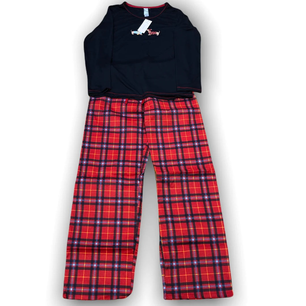 Charmour PJ Set with Jersey Knit Top and Flannel Pants