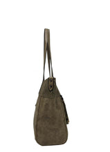 Load image into Gallery viewer, B.lush Two Tone Oak Tote with Tassel &amp; Chain
