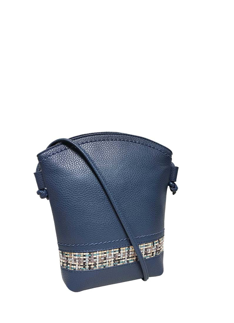 B.lush Mini Crossbody Purse with Back Zipper Pocket & Tweed Detail in Cobalt, Black or Taupe