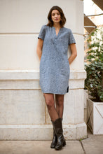 Load image into Gallery viewer, Part Two Aminase Denim Rose Short Sleeve Denim Dress with Pockets
