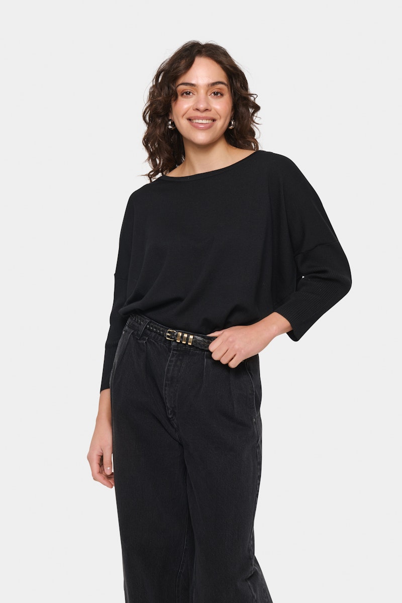 Saint Tropez Black MilaSZ Round Neck Pullover Sweater