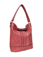 Load image into Gallery viewer, B.lush Astro Dust (Red) Classic Hobo Purse with Front Piping Design
