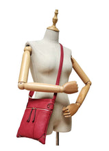 Load image into Gallery viewer, B.lush Messenger Bag/Purse with Front Two- Way Zipper Pocket in Cream or Ruby
