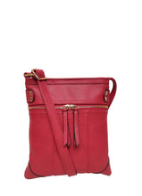 Load image into Gallery viewer, B.lush Messenger Bag/Purse with Front Two- Way Zipper Pocket in Cream or Ruby
