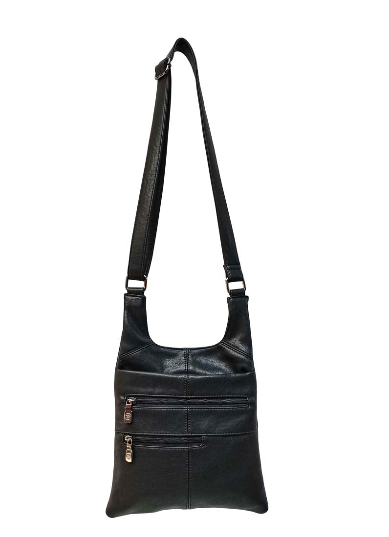B.lush Black Crossbody Bag/Purse with Two Front Zipper Pockets