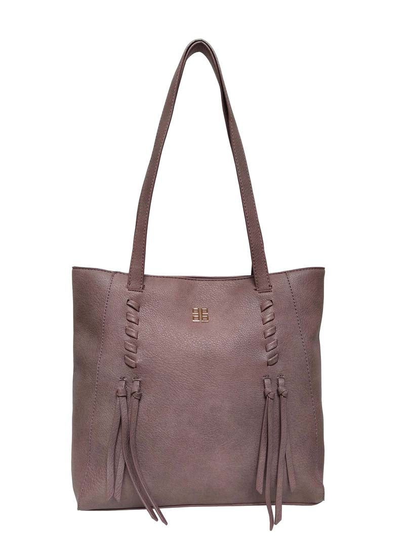 B.lush Large Tote Bag with Lace & Tassel Detail & Back Zipper Pocket