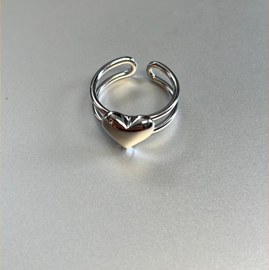 Merx Sofistica Adjustable Shiny Silver Heart Ring