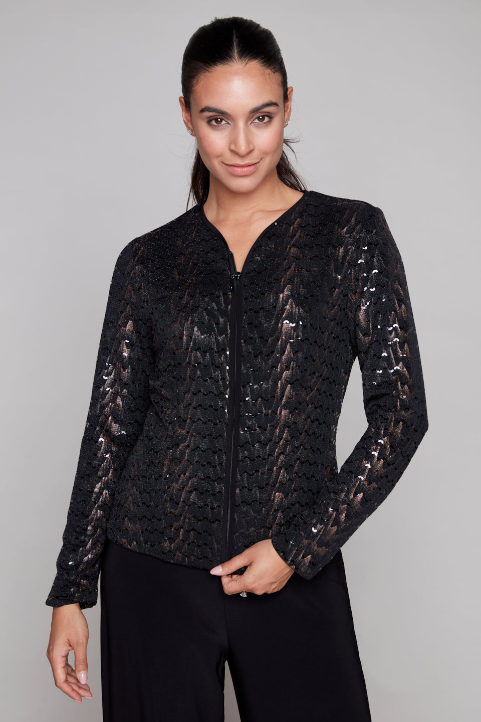 Compli K V-Neck Sequined Jacket