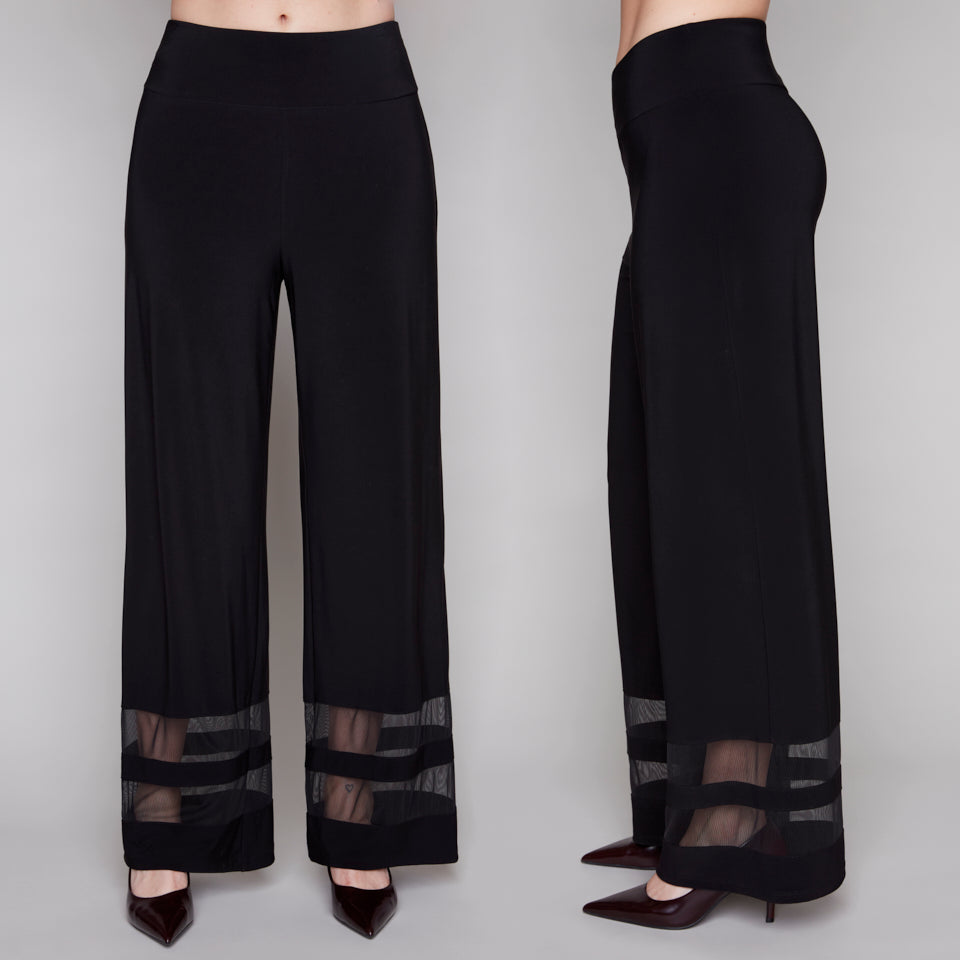 Compli K Black Pull On Pants with Mesh Detail