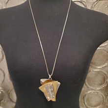 Load image into Gallery viewer, Fashion Jewelry Long Abstract Textured Gold and Silver Pendant Necklace with Earrings
