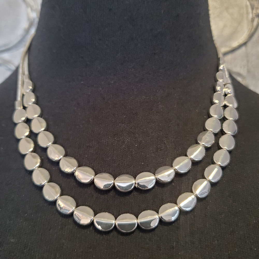 Love Ashley Double Layer Silver Necklace