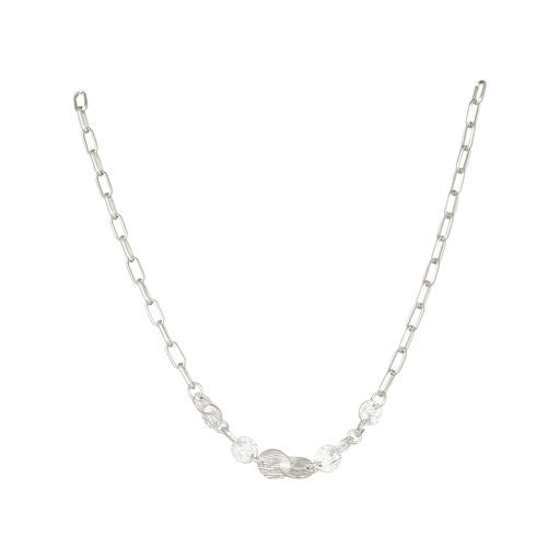 Merx Fashion Shiny Silver Short Necklace with Interlocking Textured Circles