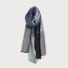 Load image into Gallery viewer, Caracol Large Rippled Soft Colour Block Scarf in Grey Multi, Blue Multi or Bordeaux Multi
