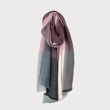 Load image into Gallery viewer, Caracol Large Rippled Soft Colour Block Scarf in Grey Multi, Blue Multi or Bordeaux Multi
