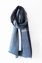 Load image into Gallery viewer, Caracol Large Rippled Soft Colour Block Scarf in Grey Multi, Blue Multi or Bordeaux Multi
