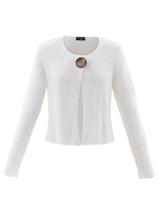 Load image into Gallery viewer, Marble Fancy Knit Relaxed Fit Short Cardigan with Coconut Button Detail in White or Powder Blue
