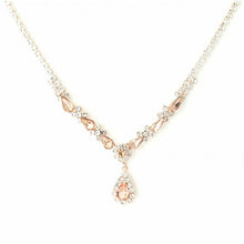 Load image into Gallery viewer, Fashion Jewellery Necklace Earring Set with Light Peach and Clear Crystals
