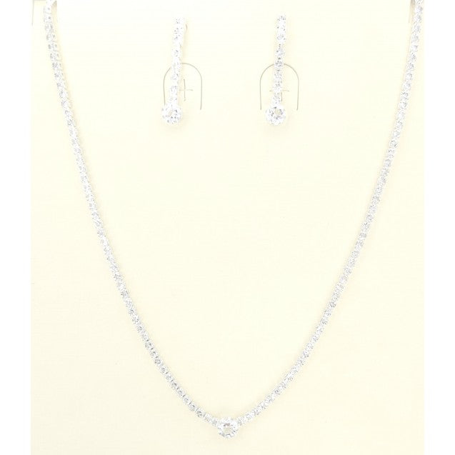 Fashion Jewelry Necklace Earring Set with Clear Crystals