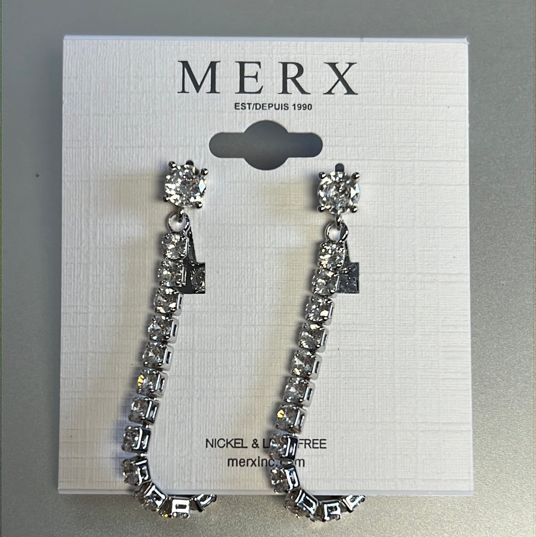 Merx Sofistica Rhodium & Crystal Dangle Post Earring