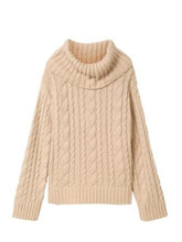 Load image into Gallery viewer, Tom Tailor Cable Knit Pullover Turtle Neck Sweater in Blue or Beige
