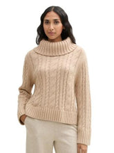 Load image into Gallery viewer, Tom Tailor Cable Knit Pullover Turtle Neck Sweater in Blue or Beige
