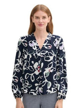 Load image into Gallery viewer, Tom Tailor Printed  Painterly Floral Design V-Neck Blouse
