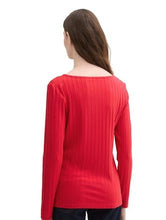 Load image into Gallery viewer, Tom Tailor Crimson Long Sleeved Asymmetric V-Neck Top
