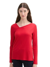 Load image into Gallery viewer, Tom Tailor Crimson Long Sleeved Asymmetric V-Neck Top
