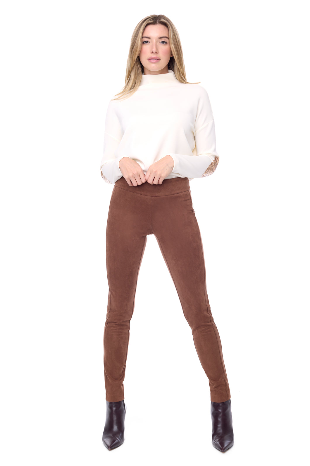 UP! Tobacco Vegan Suede Stretch Pull On Pant