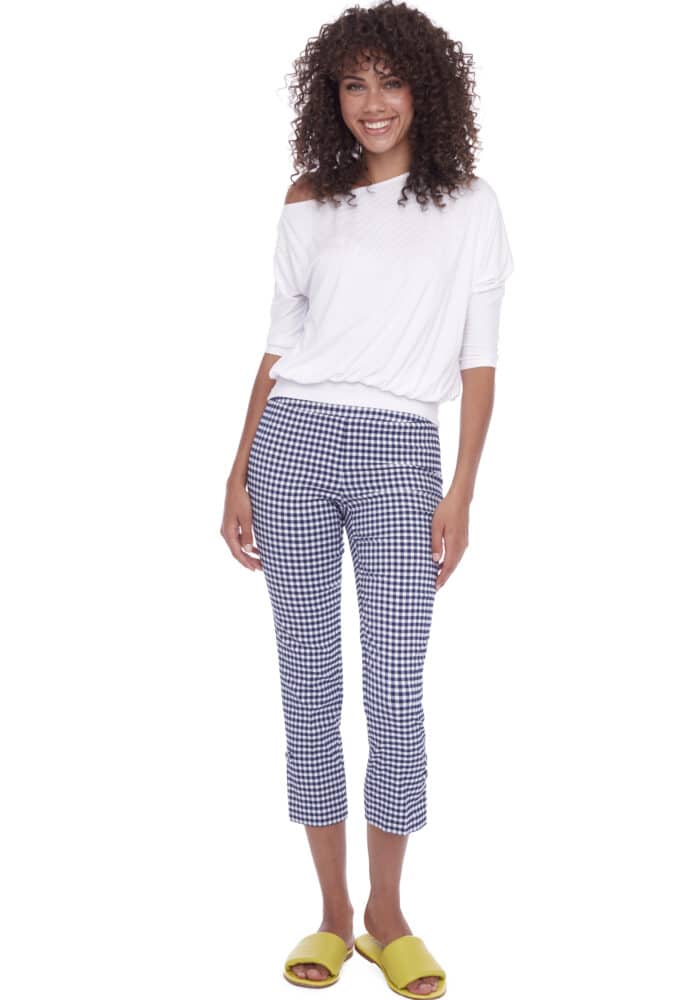 UP! Blue Gingham Techno Crop Pant