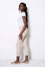 Load image into Gallery viewer, UP! Panama Textured Beige Print Techno Cropped Pant
