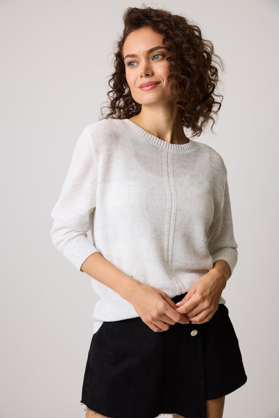 Parkhurst Fernanda Vee V-Neck Pullover Sweater in White or Flora Pink