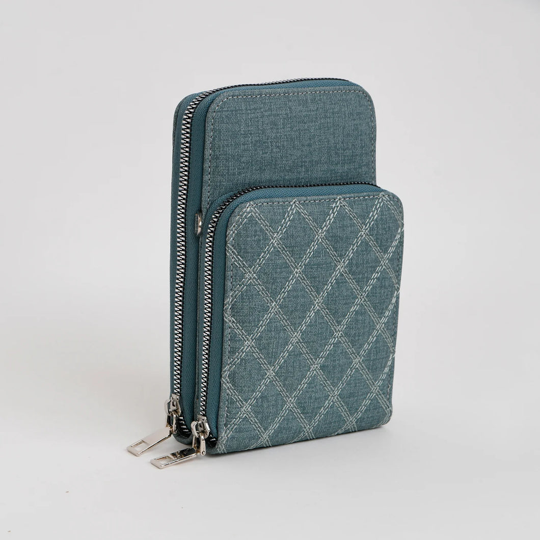 Caracol Blue Wallet/Crossbody Purse with Cell Phone Pocket