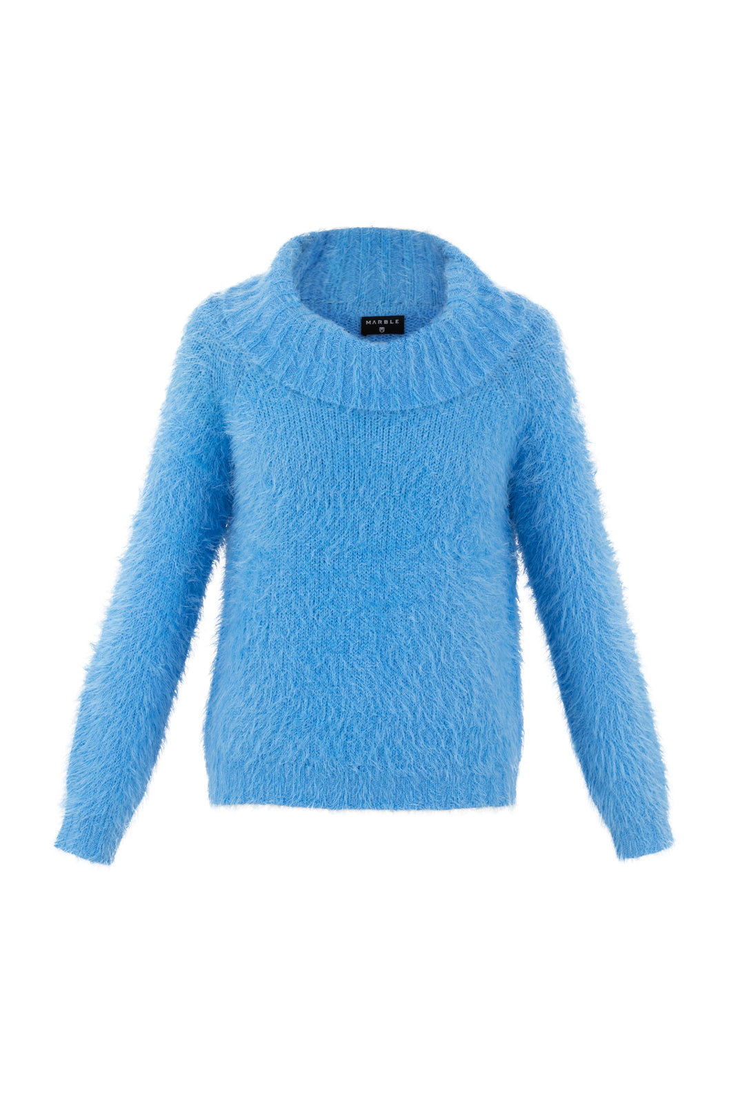 Marble Powder Blue Long Sleeve Feather Yarn Sweater