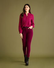 Load image into Gallery viewer, Marble Dark Pink Relaxed Fit Tone on Tone Pull On Collared Blouse
