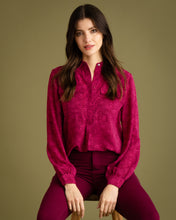 Load image into Gallery viewer, Marble Dark Pink Relaxed Fit Tone on Tone Pull On Collared Blouse
