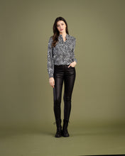 Load image into Gallery viewer, Marble Black Print Half Button Down Relaxed Fit Collared Blouse
