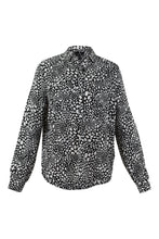 Load image into Gallery viewer, Marble Black Print Half Button Down Relaxed Fit Collared Blouse
