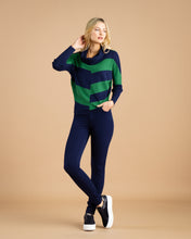 Load image into Gallery viewer, Marble Two Tone Navy Green Oversized Cowl Neck Sweater - 100% Cotton
