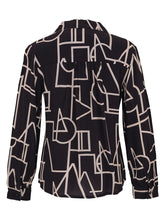Load image into Gallery viewer, Dolcezza Black &amp; Taupe Print Button Front Blouse

