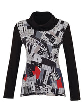 Load image into Gallery viewer, Dolcezza “Tear Down The Wall” Black, White, Grey &amp; Red Print Pullover
