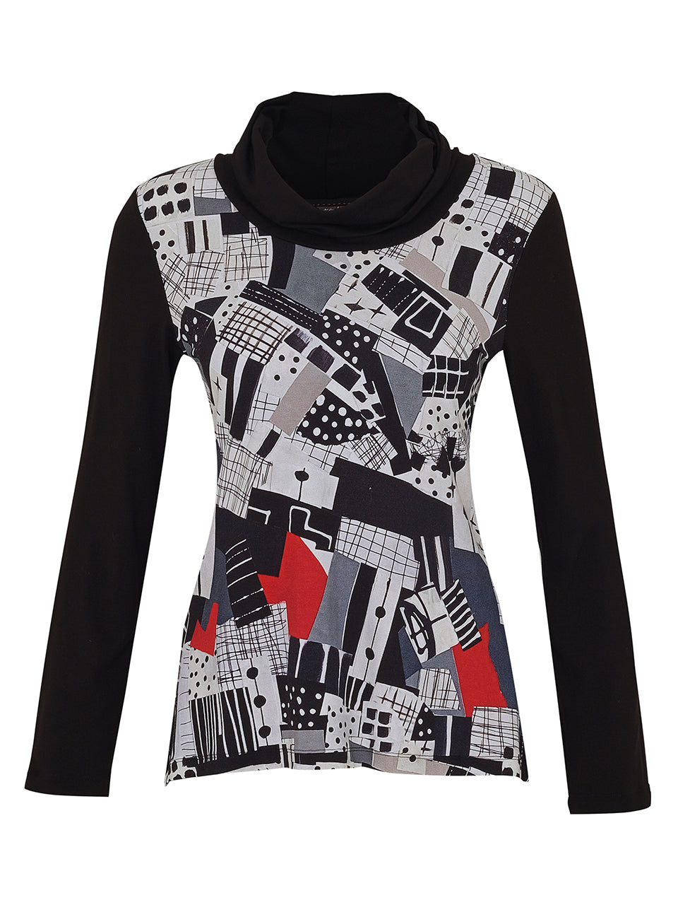 Dolcezza “Tear Down The Wall” Black, White, Grey & Red Print Pullover