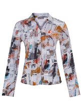 Load image into Gallery viewer, Dolcezza &quot;Kamiros&quot; Multi Print Long Sleeve Button Front Shirt
