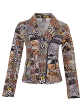 Load image into Gallery viewer, Dolcezza “Red Black Quilt” Animal Print Zip Jacket with Collar

