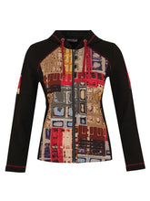 Load image into Gallery viewer, Dolcezza &quot;Vibrant Manhattan&quot; Black Multi Print Zip Hoodie
